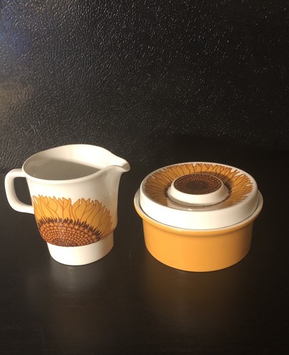 Egersund Norway Solsikke Sunflower Creamer And Sugar Bowl Korulen 73