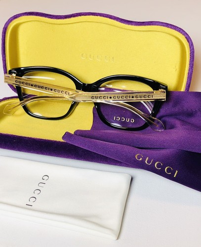 GUCCI GG 0566ON 001 Women Eyeglasses Black / Crystal 52-18