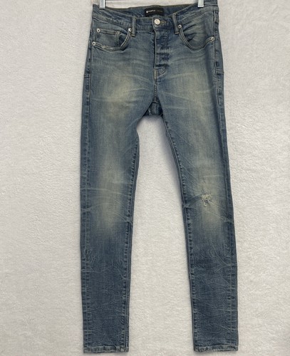 Purple Brand P001 Light Wash Distressed Patched Crotch Size