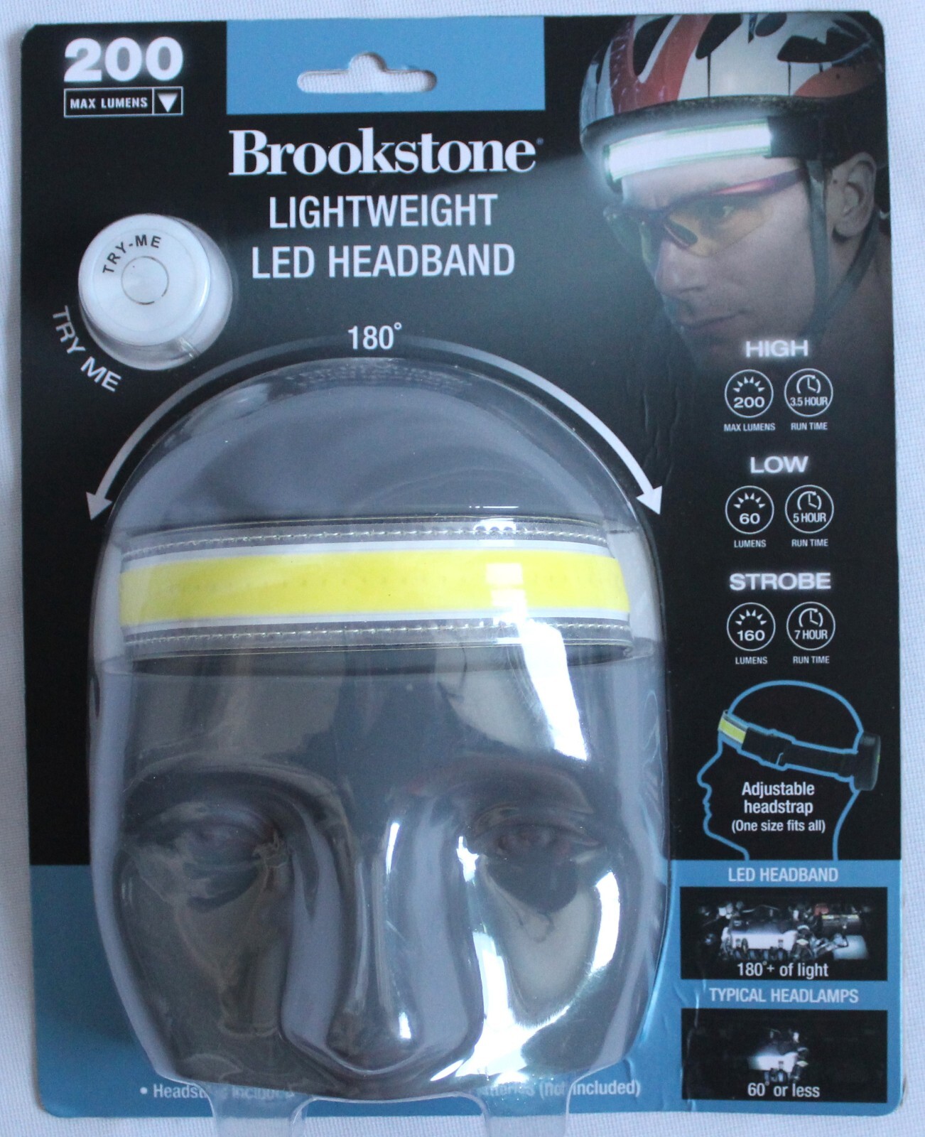マックスSサイズ Brookstone Lightweight LED Headband 200 Max Lumens SMBKN