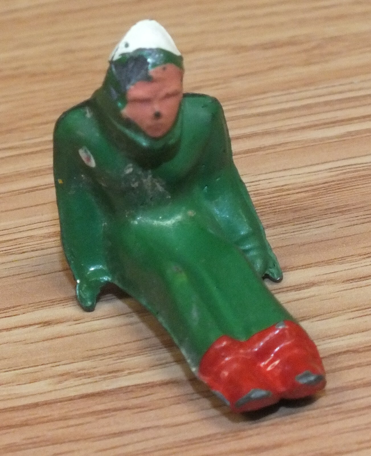 Vintage Barclay Man in Green Winter Suit in Sitting Position (For Sleigh) Figure