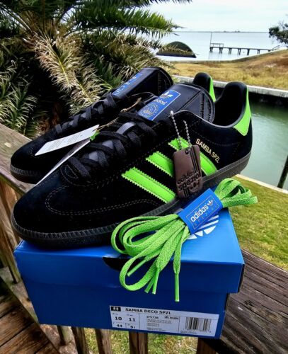 New Adidas Samba SPZL Deco Low Black / Lucid Lime / Gum New Adidas Samba SPZL Deco Low Black / Lucid Lime / Gum