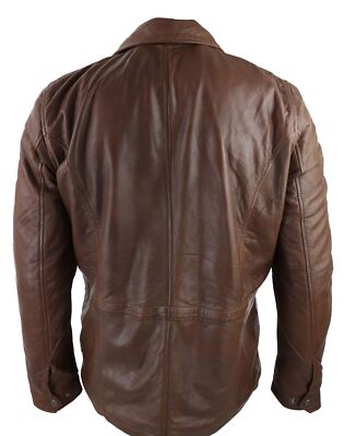 Pre-owned Truclothing Mens Tan Brown 3/4 Jacket Real Leather Safari Hunting Country Coat Classic