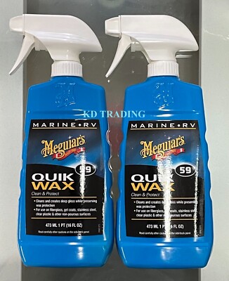 (2-Pack) Meguiar's MARINE RV Boat Fiberglass QUIK WAX Deep Gloss Clean & Protect