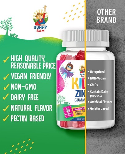 New Zinc Chewable Gummies for Kids & Adults for Immune Support, Powerful Natural