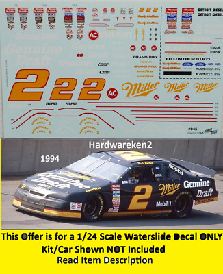 NASCAR DECAL # 2 MILLER GENUINE DRAFT 1994 FORD THUNDERBIRD RUSTY WALLACE 1/24