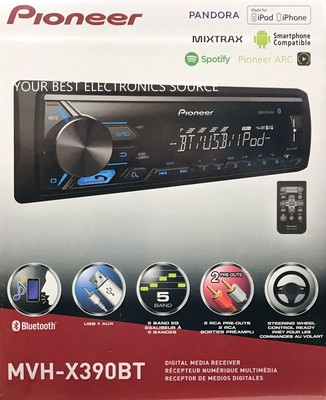 NEW Pioneer MVHX390BT Single DIN Bluetooth InDash Digital Media Car Stereo