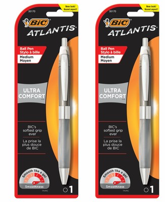 BIC Atlantis Ultra Comfort Retractable Ballpoint Pen 2 Pack-Black Ink