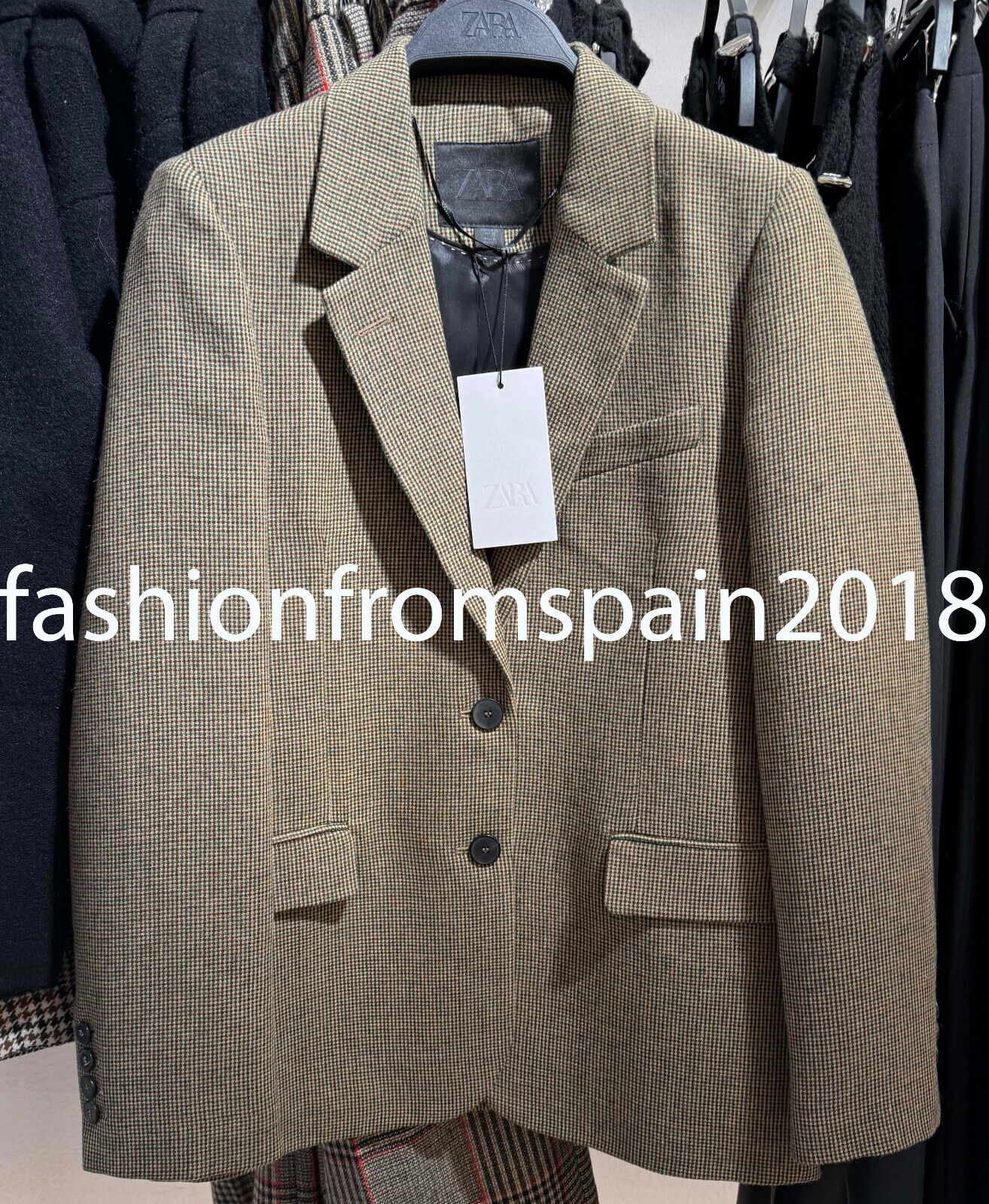 ZARA NEW WOMAN CHECK BLAZER ZW COLLECTION JACKET BROWN GREEN ZARA NEW WOMAN CHECK BLAZER ZW COLLECTION JACKET BROWN GREEN