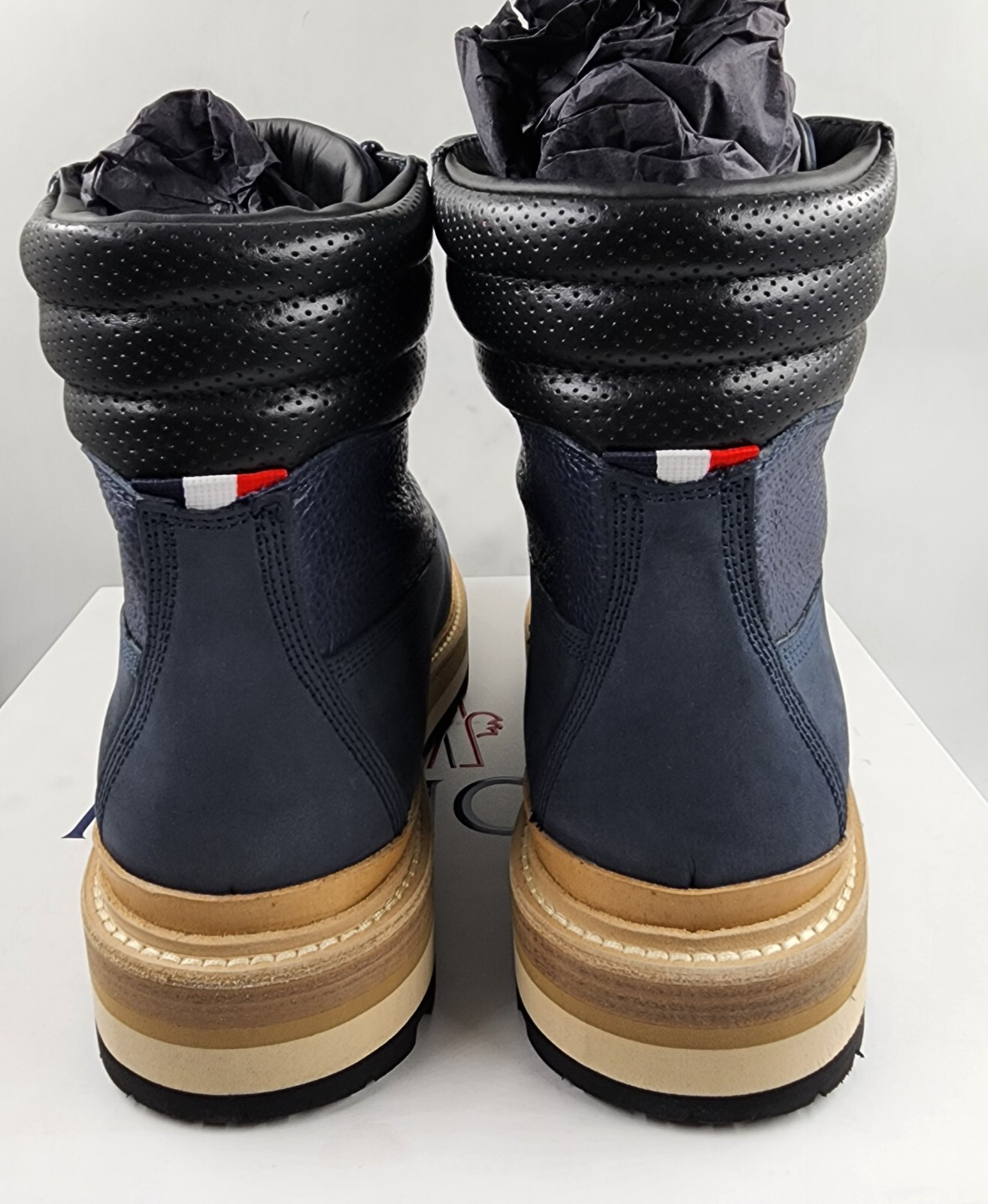 Moncler Peka Lace Up Hiking Boots Men's 43/10 US Navy Padded Collar Round Toe - Picture 8 of 18