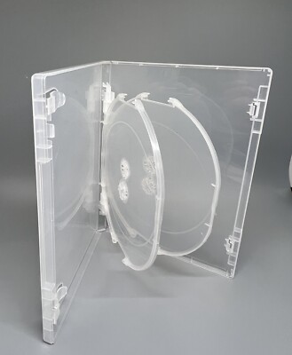 2 PCS TOP QUALITY 14MM SLIM QUAD (4) DISC DVD CASE, SUPER CLEAR, CLIP, DC1404CLR