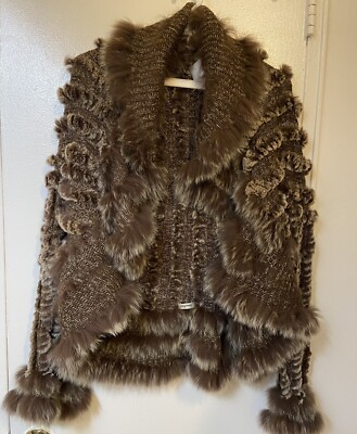 Neiman Marcus open front knit fur cardigan/Jacket Sz Small
