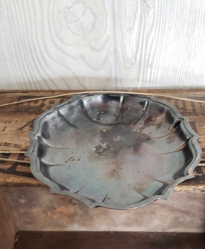 vintage small silver plated serving tray