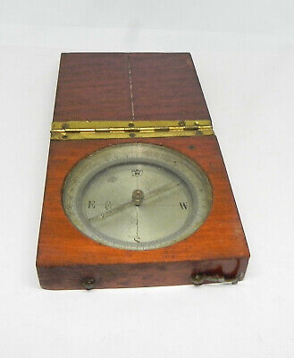 ANTIQUE  MAHOGANY CASE MAGNETIC COMPASS. Similar to Lewis & Clark Compasses