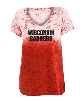 Рубашка с V-образным вырезом и градиентной краской Wisconsin Badgers Dip