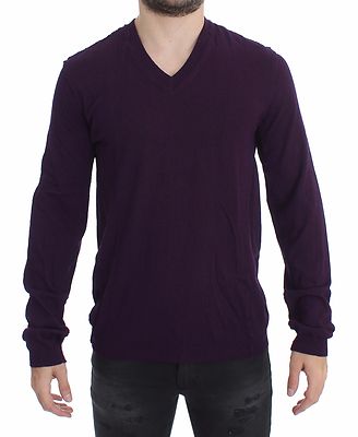 

DOLCE - GABBANA Свитер Пуловер Фиолетовый вискозный топ с v-образным вырезом и логотипом IT48 /  Рекомендуемая розничная цена 500 долларов США