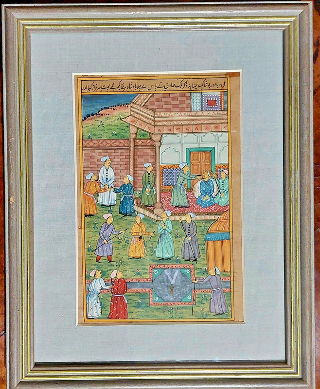 Miniature Perse Kadjar (Qadjar) XixÂ° Ambassadeur Devant Le Roi MelchisÃ©Dech