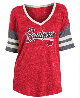 Футболка Wisconsin Badgers Sparkle с V-образным вырезом, среднего размера