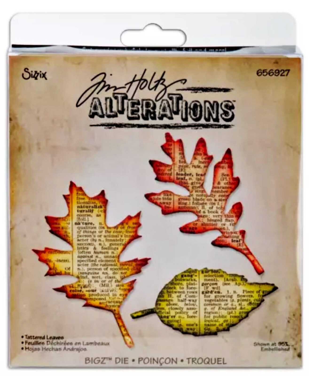 Sizzix Bigz Tattered Leaves die #656927 Retail $22.99 Cuts