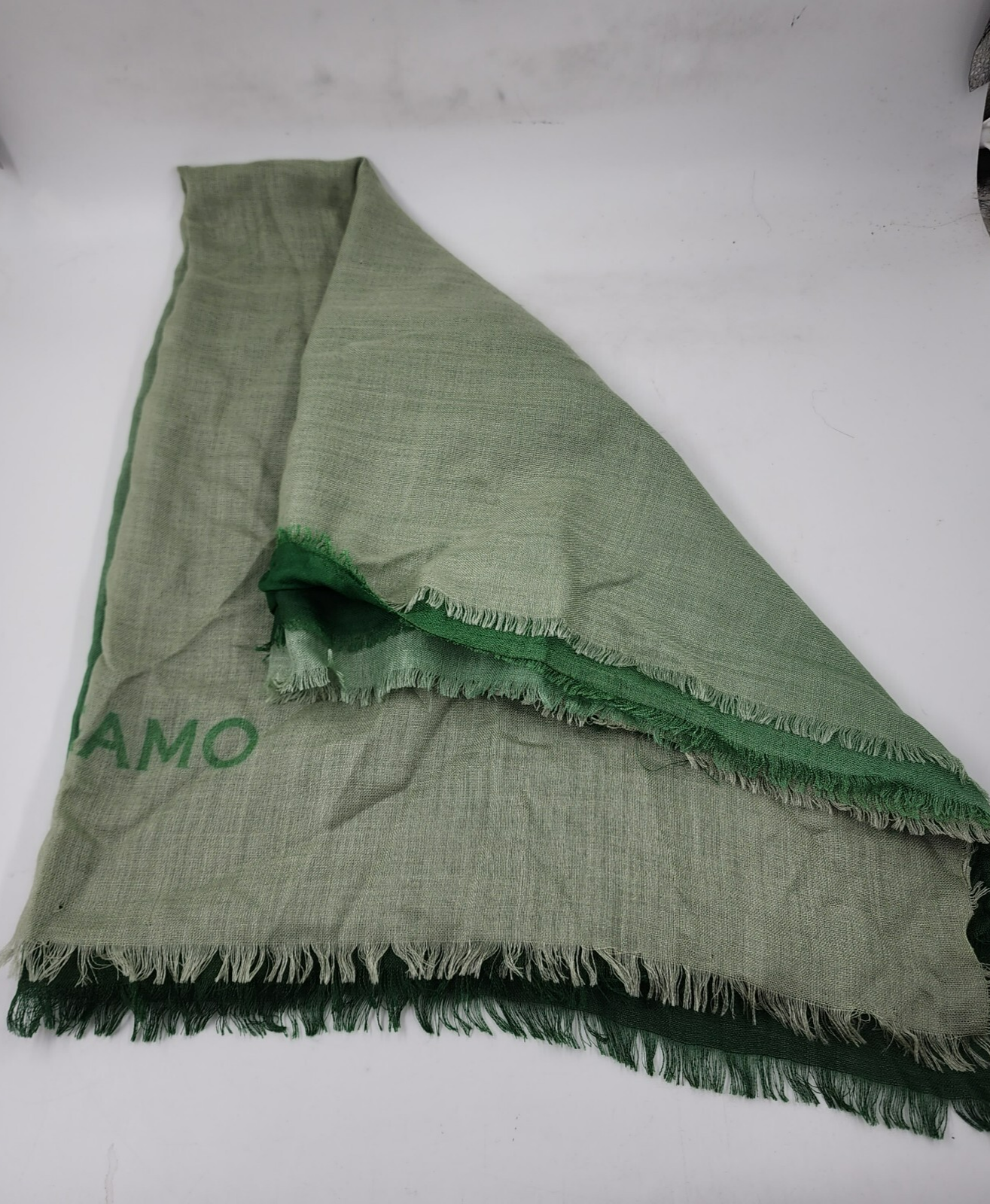 FERRAGAMO Gradient Cashmere-Silk Blend Stole Women's One Size Dark/Light Green - Picture 2 of 13