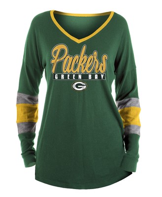 Полосатая рубашка с длинными рукавами и блестками цвета команды Green Bay Packers
