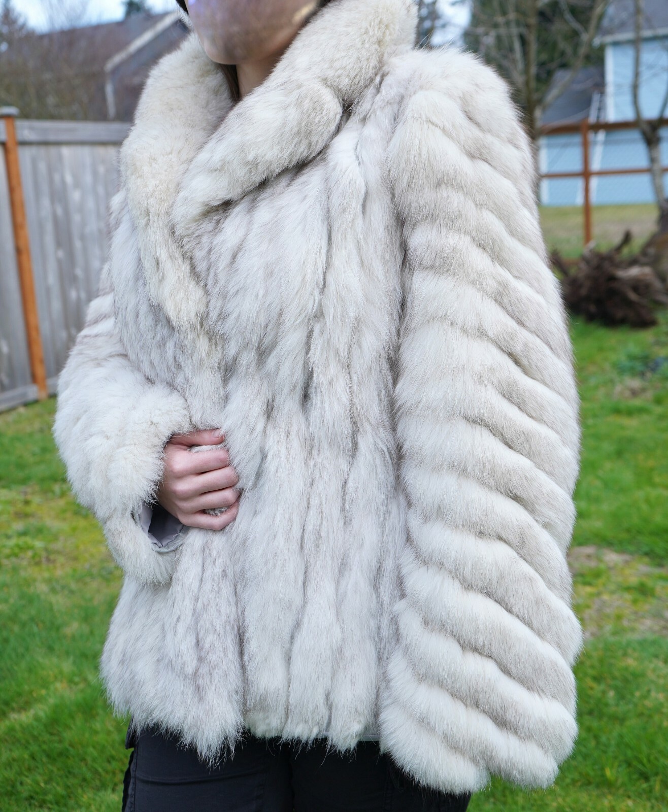 Saga Furs BLUE ARCTIC Natural FOX Fur Coat Jacket Saga Furs BLUE ARCTIC Natural FOX Fur Coat Jacket