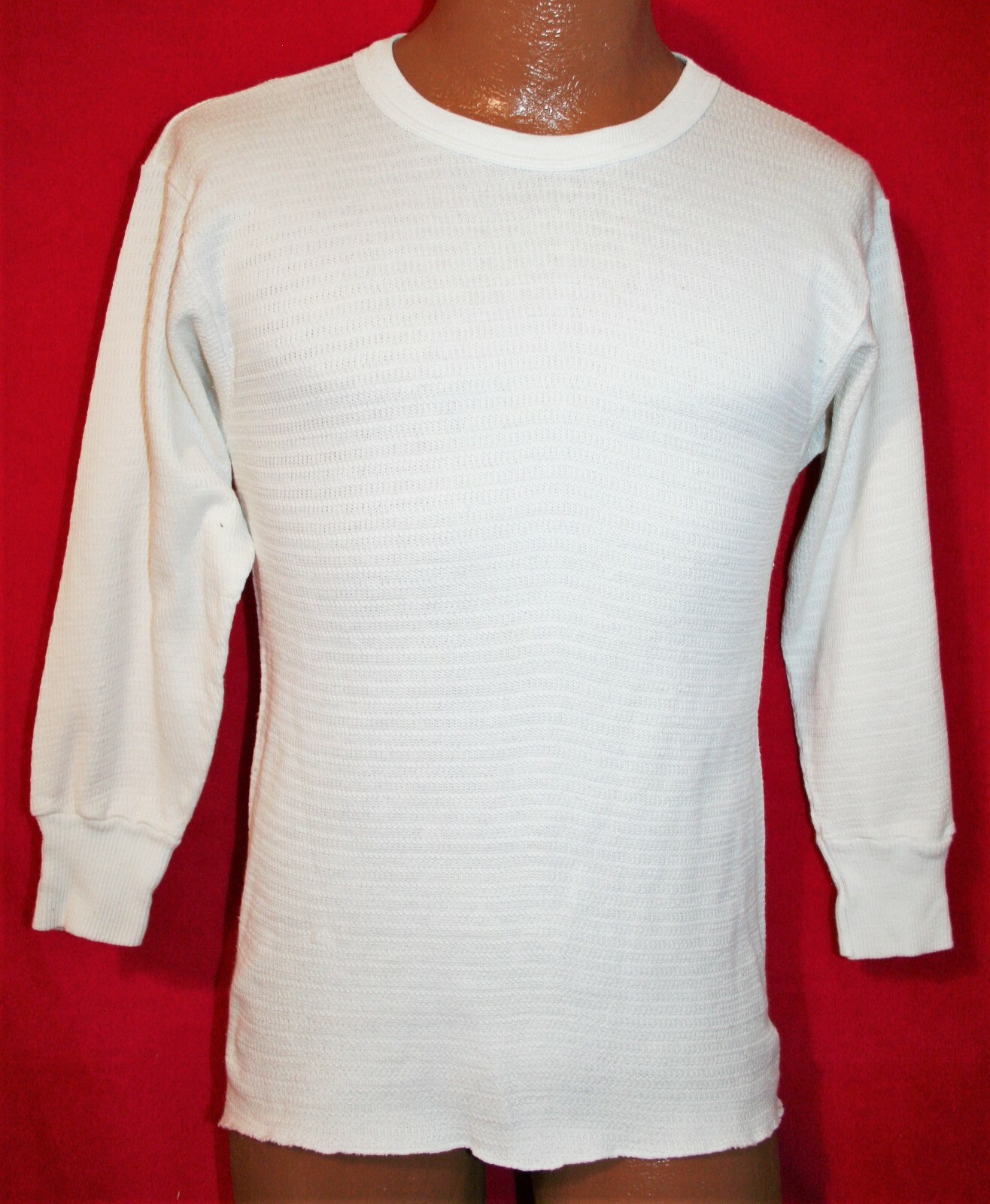 Vintage 80s HANES 50/50 White Thermal Long Sleeve SHIRT Red Vintage 80s HANES 50/50 White Thermal Long Sleeve SHIRT Red