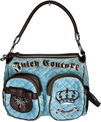バッグ JUICY COUTURE bag shoulder Y2K leather JUICY COUTURE Vintage Black Nylon Leather Y2K Shoulder Tote