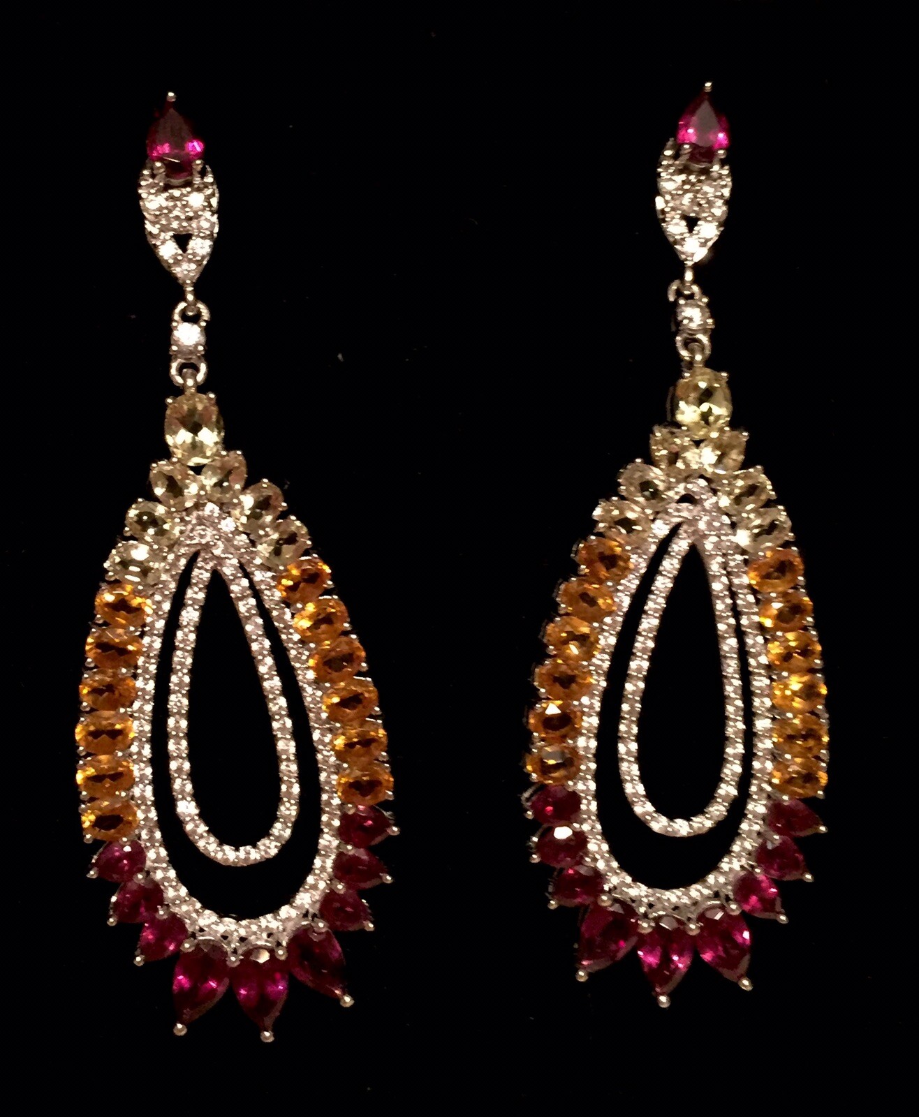 Pre-owned Rarities Carol Brodie Hsn  Multigemstone Drop Earrings; Sold Out And Retired In Purple