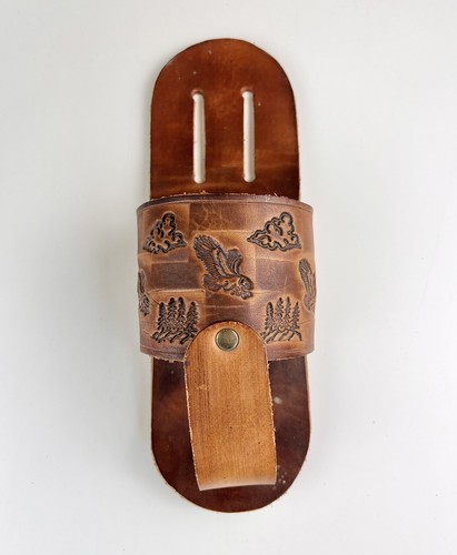Leather  Water Bottle Holder Embossed with Eagles Belt Loop