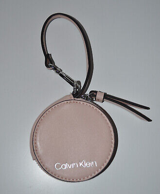 Calvin Klein Leather Wristlet Ear Bud Case Only ~ 3-1/4'' Round Pink