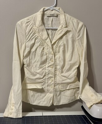 Prada Pleated Stretch Ruched Jacket Blazer Off White Sz 42 Beautiful Vintage