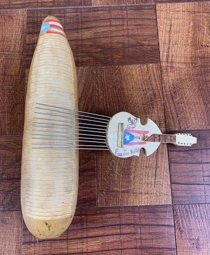 Guiro Artesanal Corte Original 11”-12”+ From Puerto Rico Y Puyero Cuatro Design