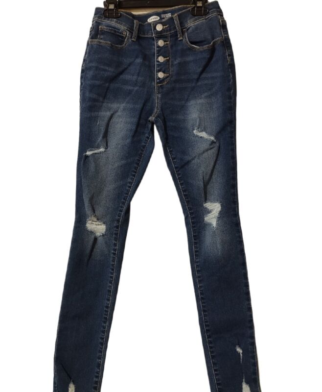 Old Navy Jeans Girls Size 14 Rockstar Super Skinny Jeggins High Rise 4 Button Up
