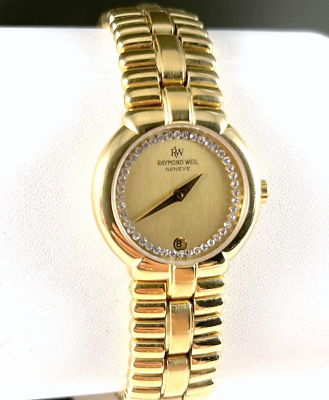 Raymond weil gold watch cheap with diamonds