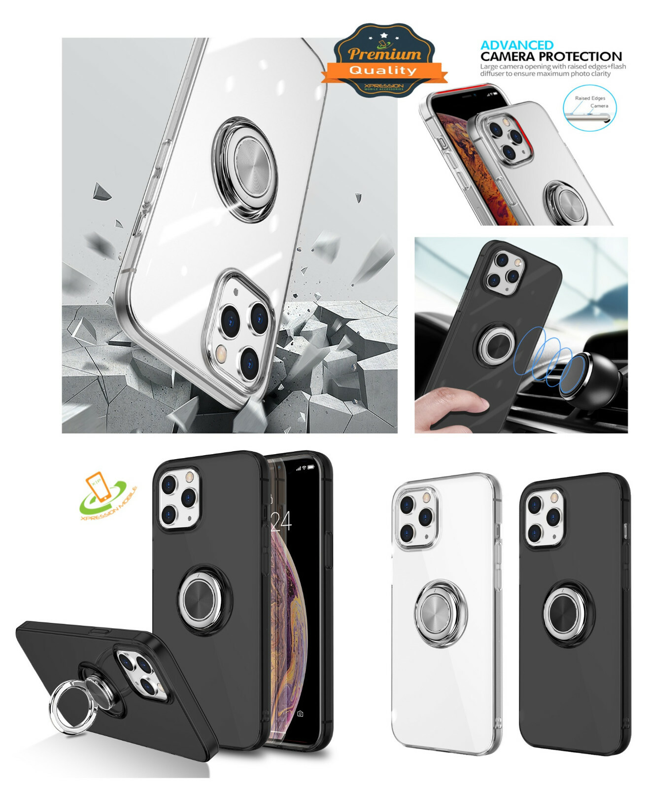 Case for iPhone 12 /Pro Max Mini Clear ybrid Finger Ring Holder Kickstand Cover Case for iPhone 12 /Pro Max Mini Clear ybrid Finger Ring Holder Kickstand Cover