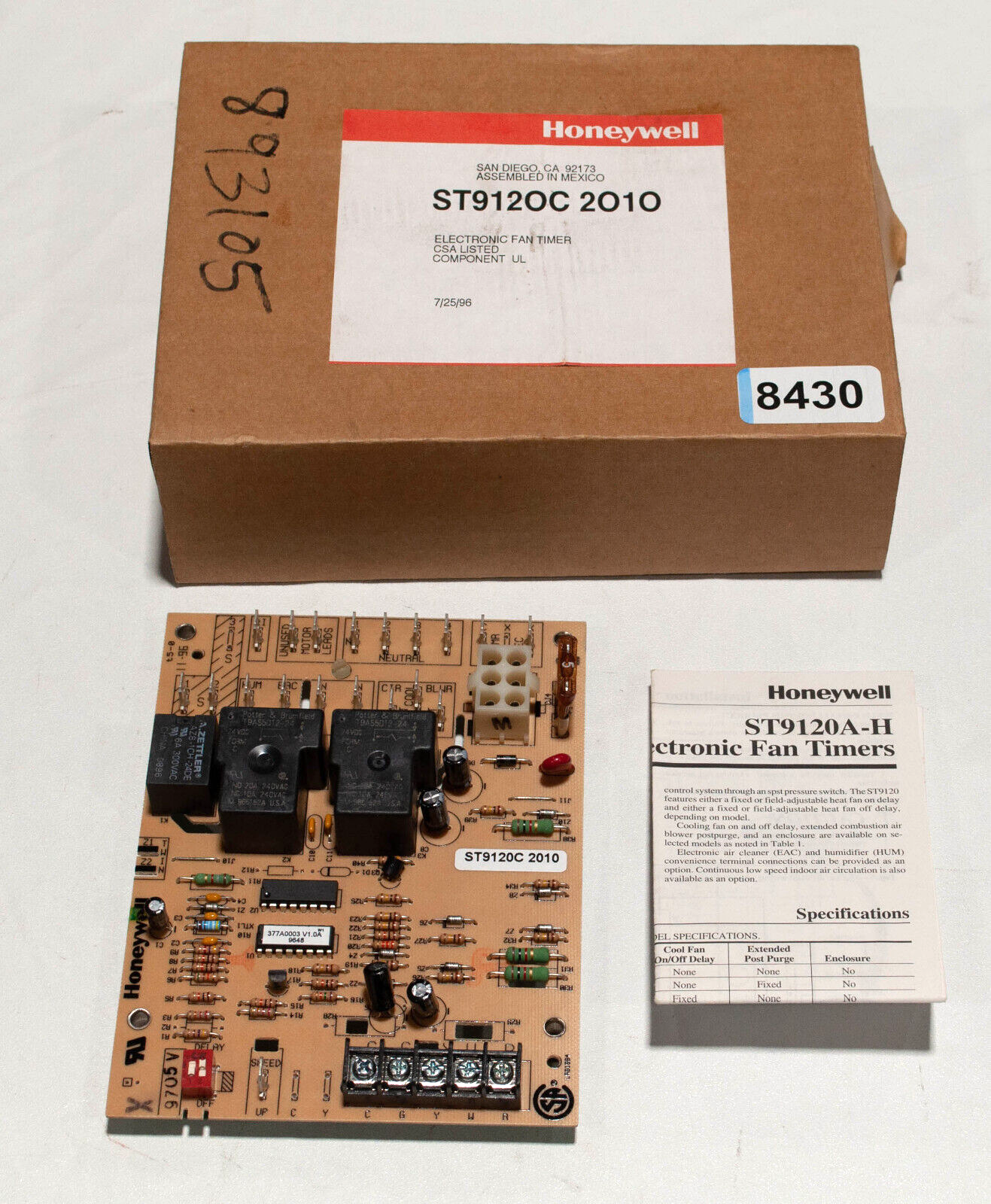 Honeywell ST9120C2010 Electronic Fan Timer Control Board