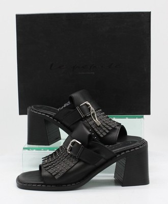 LE PEPITE WOMENS SANDALS STUDDED BUCKLE UK 5 EU 38 BLACK RRP £175 KT
