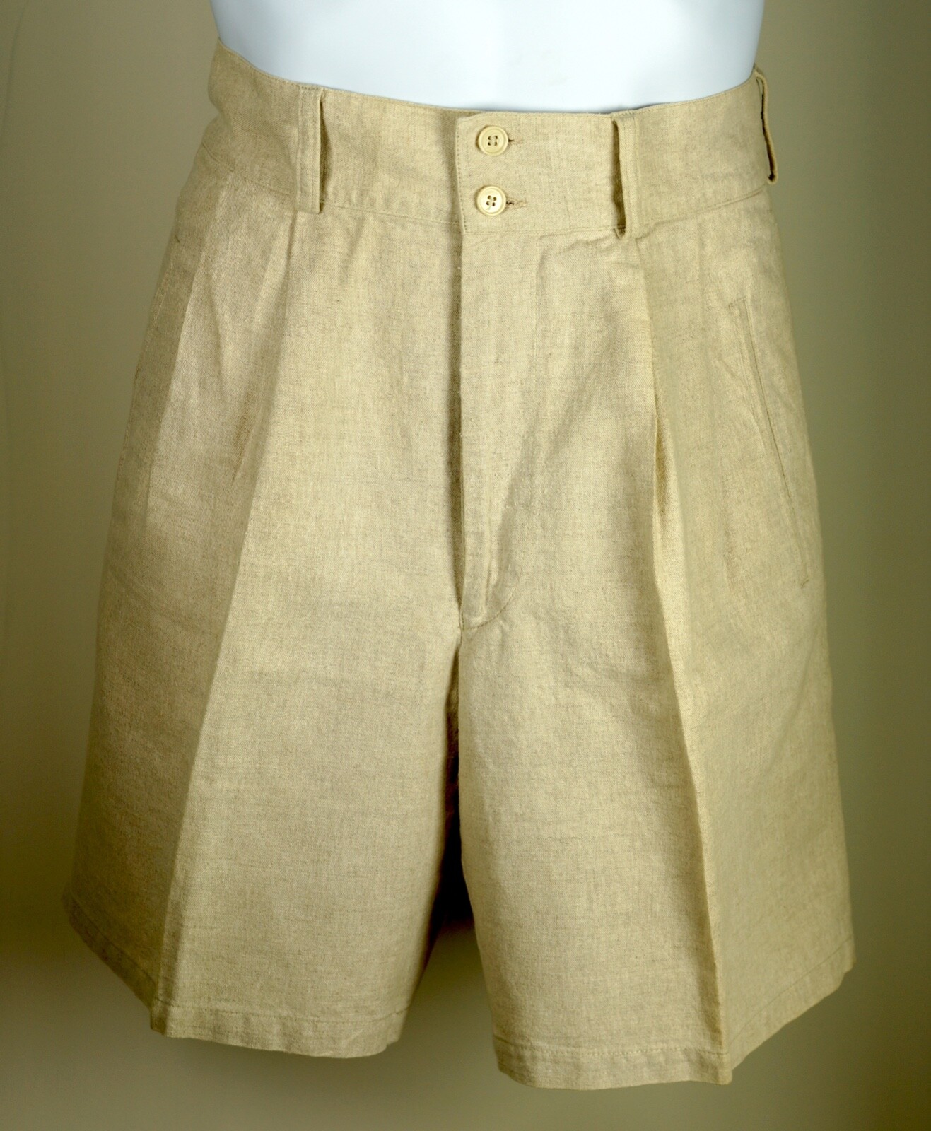 GIORGIO ARMANI - Tan Linen Shorts Button 32 Made in Italy Le