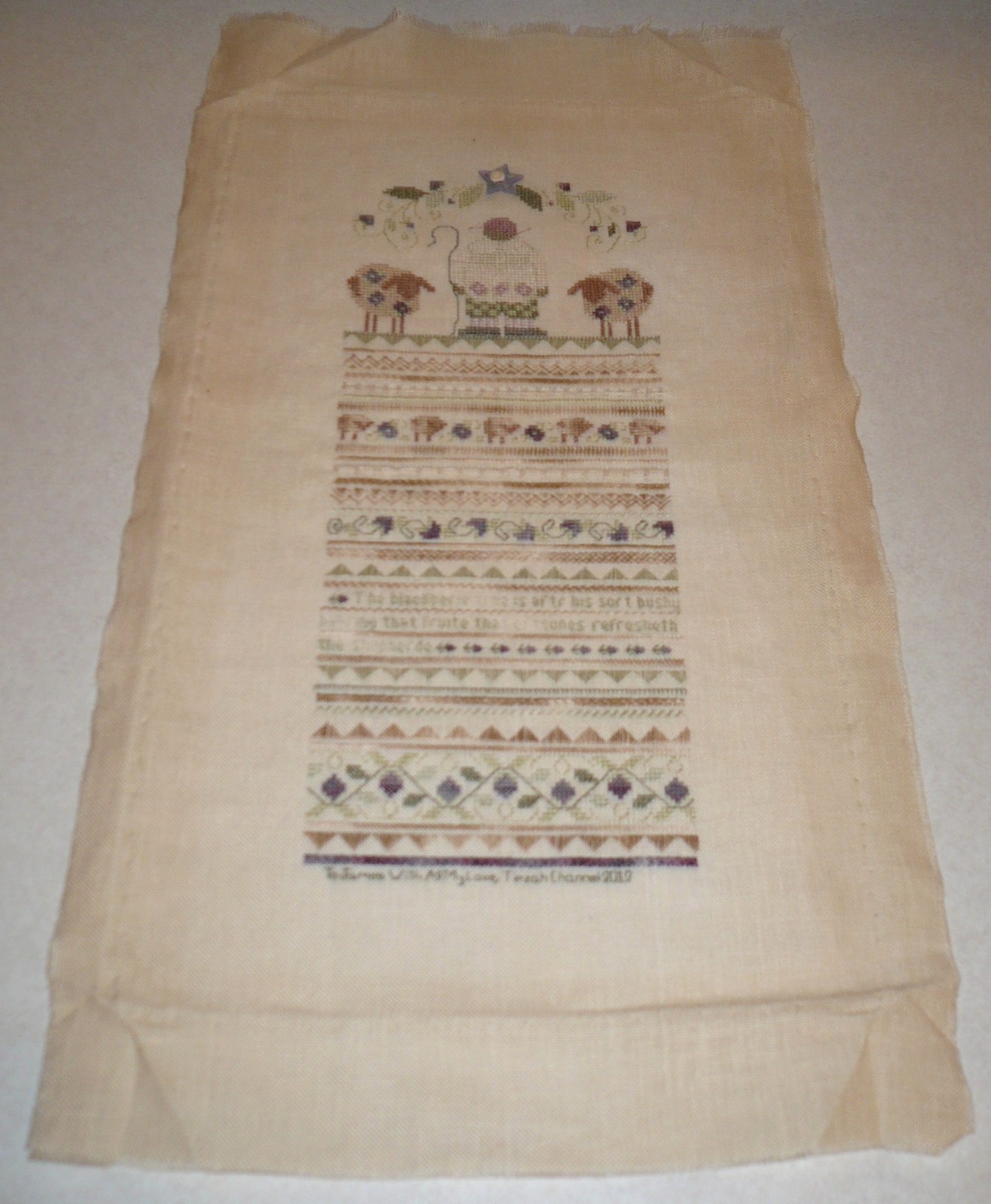 SHEPHERD Finished Completed Handmade Hand Made Cross Stitch Picture