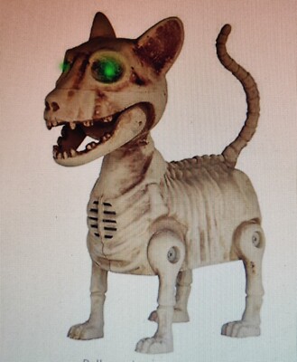 7 Inch Grave and Bones Animated Skeleton Mini Cat