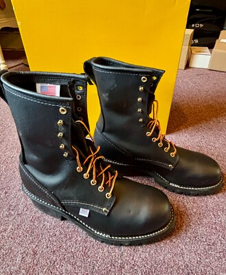 CAROLINA PLAIN SOFT TOE 9'' BLACK LOGGER BOOTS, Men size 11.5 B,  Model 922