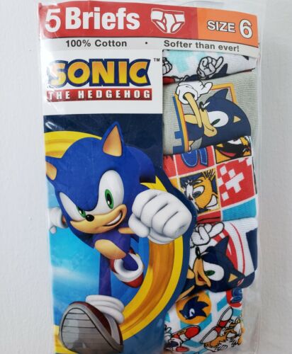Sonic the Hedgehog 5PK Boys Underwear Briefs Daily Essentials Size 6 NEW *O88