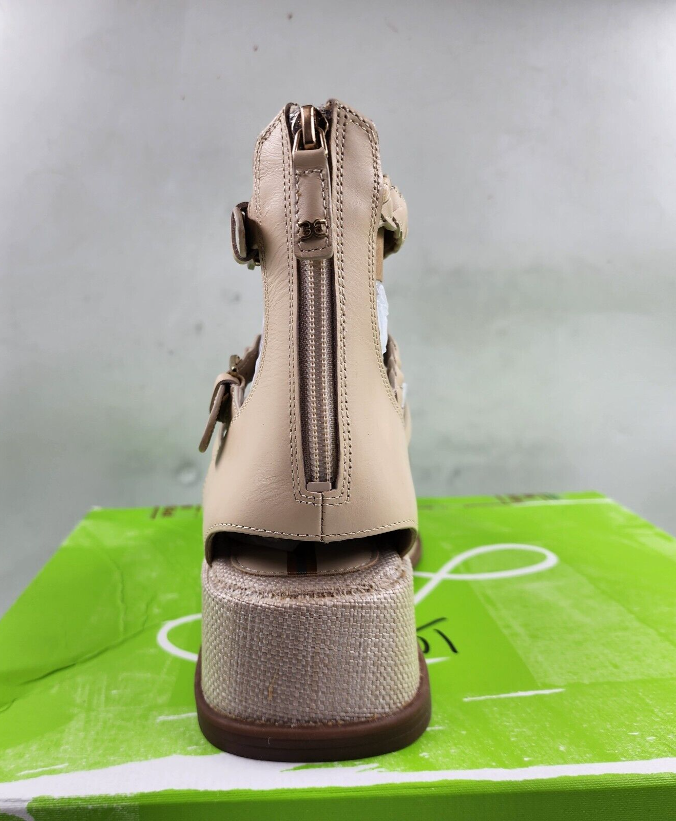 Sam Edelman Nicki Strappy Platform Wedge Sandals Women's 10.5M Beige Ankle Zip - Picture 13 of 18
