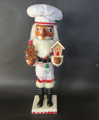 North Pole Trading Co Christmas Chef Santa Nutcracker Wood Figure 14'' NEW
