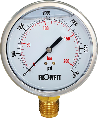 Pressure Gauge Pneumatic/Hydraulic 15-14500 PSI (1-1000 Bar) 40,50,63,100mm Dial