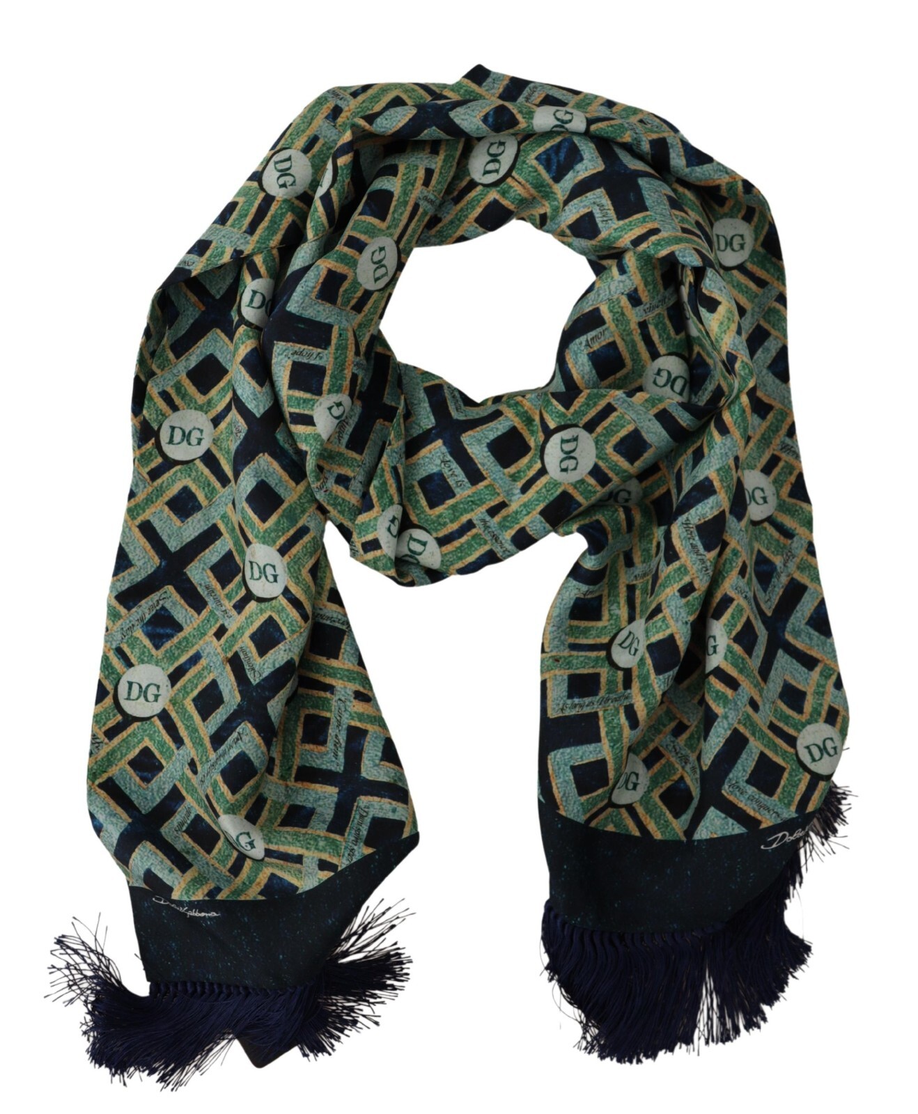 

DOLCE - GABBANA Шарф Разноцветный DG Логотип Шаль Теплый воротник с бахромой 180смX30см, Multicolor