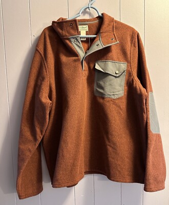 NWT L L Bean Dark Russet  Pullover Fleece Sweatshirt Men s Size XL REG