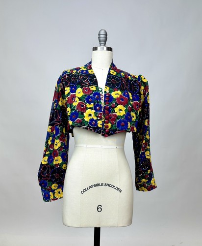 トップス fig london carol bolero 1940s Vintage Antique Floral Print Yellow Blue Red Bolero