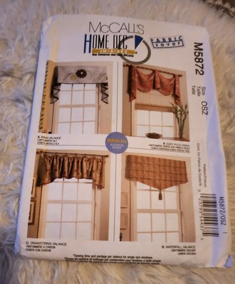 McCall's Home Dec in a Sec Patterns M5872 Valance and Swag 4 Designs